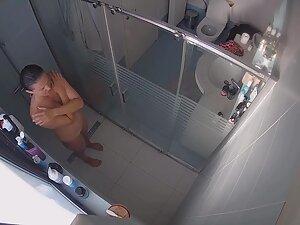 Amazing body of a curvy wife caught in shower Picture 4