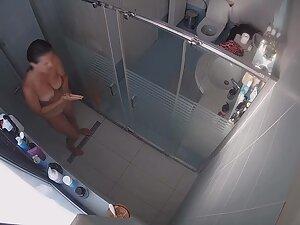 Amazing body of a curvy wife caught in shower Picture 7