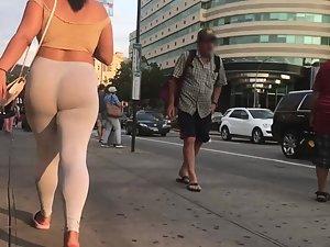 Thong and big butt wobbling through the street Picture 7