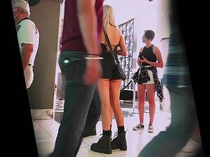 Ass cheeks popping out of alternative girl's shorts Picture 4
