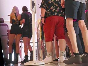 Ass cheeks popping out of alternative girl's shorts Picture 7