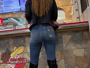 Sexy appearance in jeans and boots