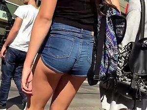 Tall teen girl in skin tight shorts Picture 7