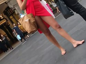 Barefooted girl and some upskirts