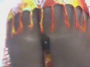 Pierced pussy seen as she bends over Picture 7