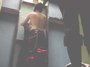 Punk girl's tits caught in dressing room Picture 7