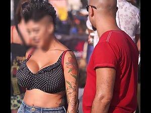 Busty girl with half shaved head and mohawk hairstyle Picture 1