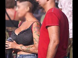 Busty girl with half shaved head and mohawk hairstyle Picture 5