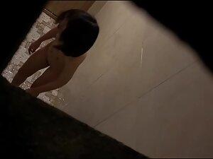 Peeping on petite asian girl undressing for shower Picture 6