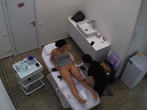 Spying on exotic girl getting rid of her pussy bush Picture 5