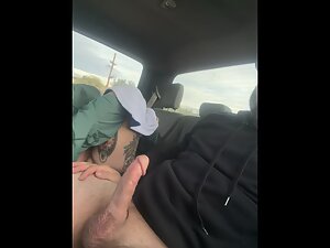 Silly tattooed girl rides a dick in the car Picture 1