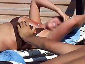 Voyeur caught him grab her big boob Picture 1