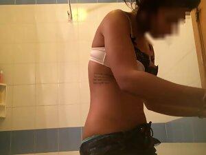 Spying on fit roommate naked in bathroom Picture 2