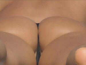 Yummy butt and shaved pussy slip in black bikini Picture 4