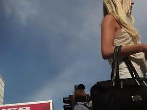 Creepshot of an energetic blonde Picture 7