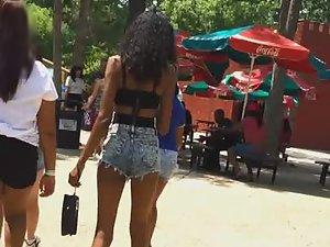 Sexy tall ghetto girl in tiny shorts