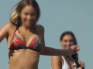 Teen girl with amazingly petite beach body