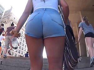 Shorts give her a nice deep wedgie