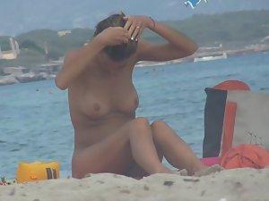 Hot nudist yawns at beach Picture 6