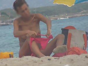 Hot nudist yawns at beach Picture 8