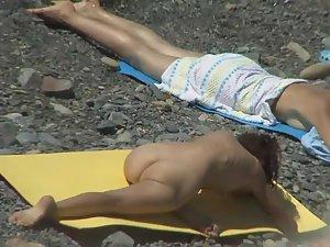 Nudist girl caught doing beach yoga Picture 5