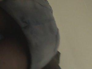 Wet naked pussy seen in upskirt Picture 4