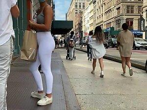 Nice thick ass in very tight white leggings Picture 3