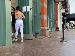 Nice thick ass in very tight white leggings Picture 4