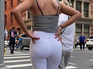 Nice thick ass in very tight white leggings