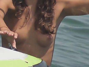 Pretty topless surfer got nice small tits Picture 4