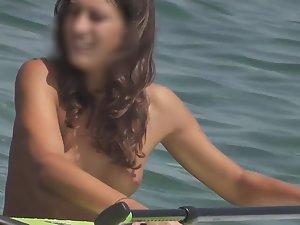 Pretty topless surfer got nice small tits Picture 5