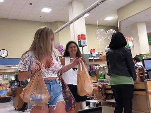 Saggy tits almost falling out of her blouse Picture 8