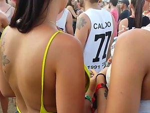 Sideboob of gorgeous busty rave girl Picture 3