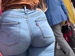 Thong is visible on soft phat ass in jeans