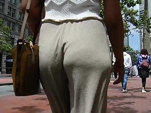 Sexy underwear spotted on soft butt cheeks in loose pants Picture 5