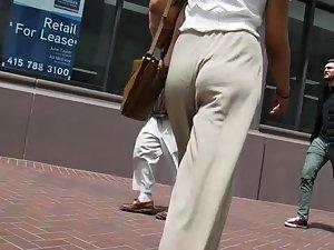 Sexy underwear spotted on soft butt cheeks in loose pants Picture 8