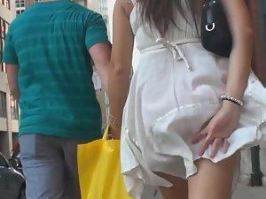 Wind blows white skirt away Picture 3