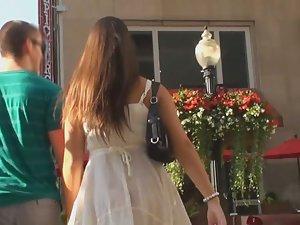 Wind blows white skirt away Picture 5