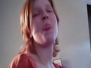 Redhead girl gives oral pleasures
