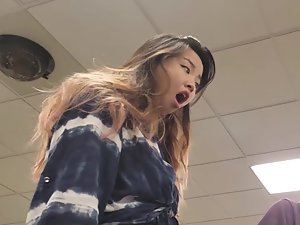 Shocked asian girl got a lovely thick ass
