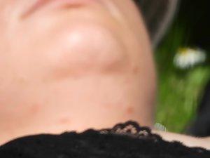 Smooth pussy peeking through holes in panties Picture 5