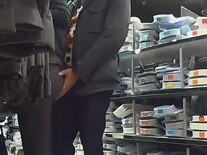 Touching girlfriend's ass in store