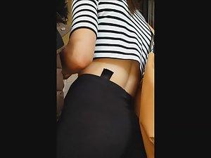 Thong under teen girl's tights Picture 8