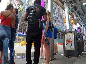 Upskirt of white hottie while she is with black boyfriend Picture 2