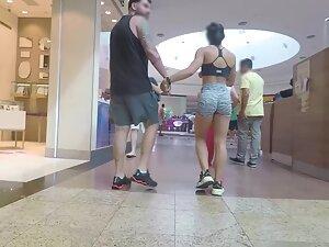 Fit shorty in shopping mall with her much taller boyfriend Picture 4