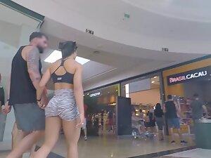 Fit shorty in shopping mall with her much taller boyfriend Picture 5