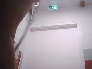 Curvy girl spied showering at work Picture 3