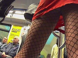 Upskirt of sexy girl in torn skirt Picture 3