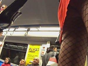 Upskirt of sexy girl in torn skirt Picture 5