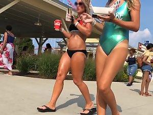 Two stunning milf friends in water park Picture 8